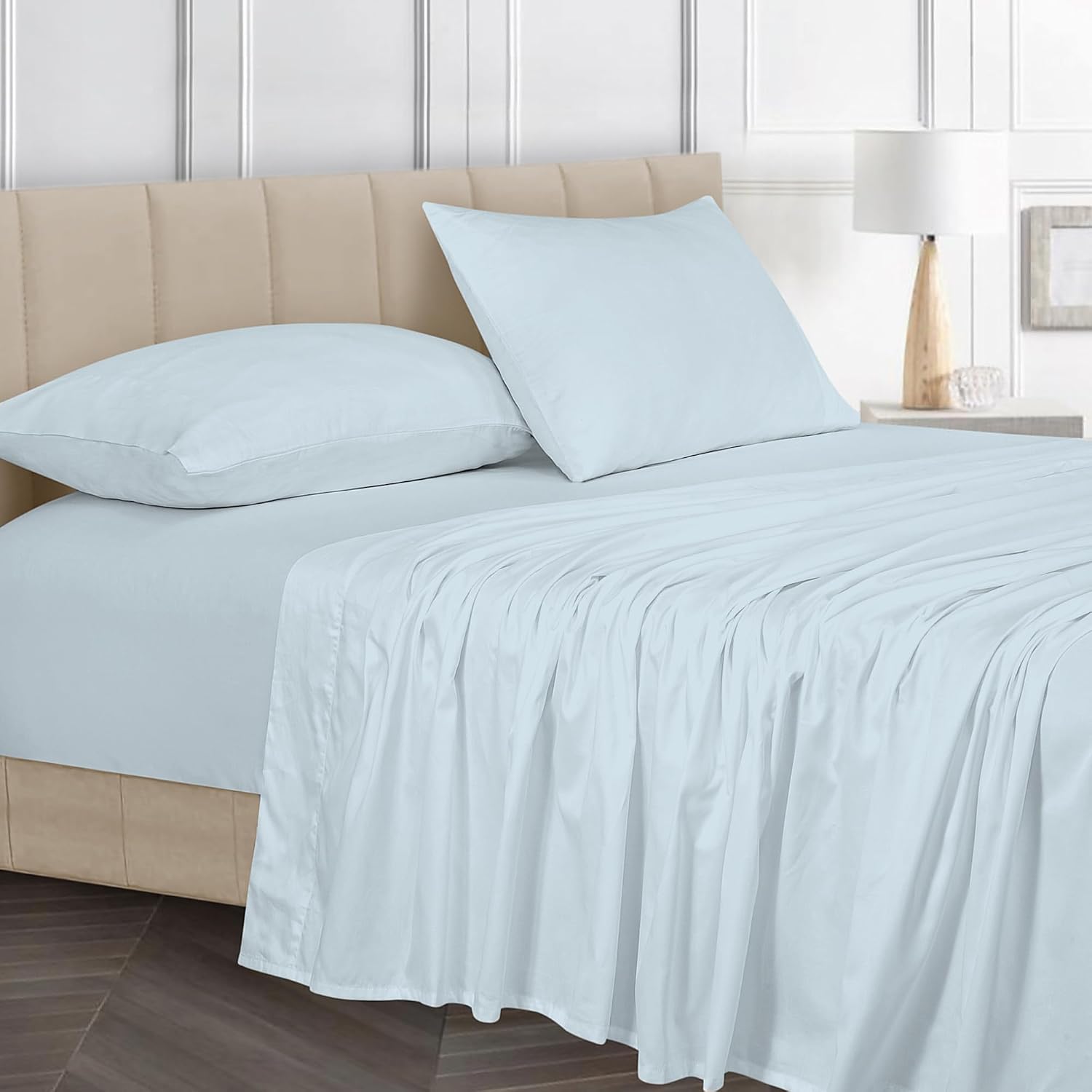 Royalelinens ROYALE LINENS Bamboo Viscose Queen Sheet Set - Cooling Bed Sheet Set - 1 Fitted, 1 Flat & 2 Pillowcase - Fits Up to 16" - Orga…