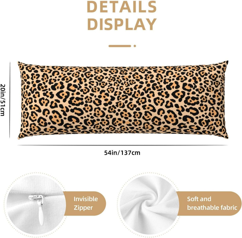Sovvin Animal Leopard Print Body Pillow Cover Long Pillow Case with Zipper Decorative Soft Cushion Bedding Pillowcase for Couch Bedr…