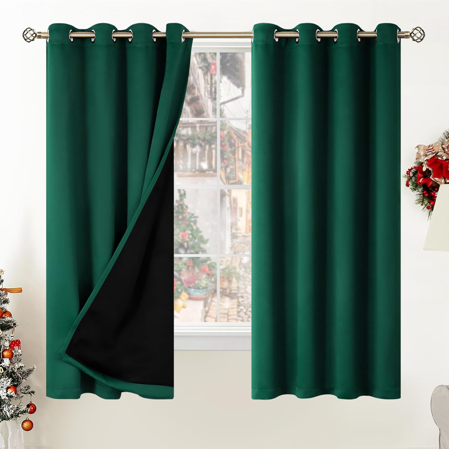 BGment Thermal Insulated 100% Blackout Curtains for Bedroom with Black Liner, Double Layer Full Room Darkening Noise Reducing Grommet Curta…