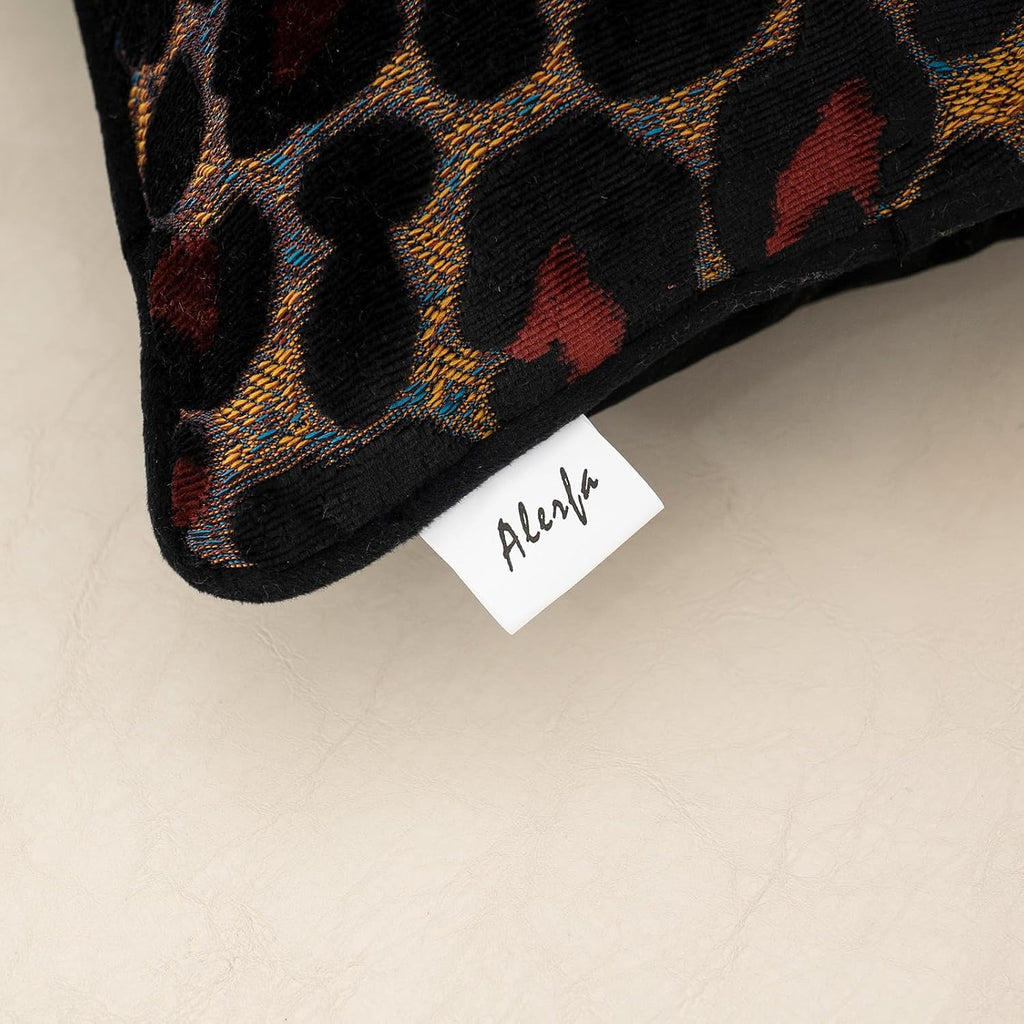 Alerfa Black Floral Throw Pillow Cover 18 x 18 Inch Cut Velvet Sqaure Luxury Decorative Pillow Cover for Couch Living Room Bedroom