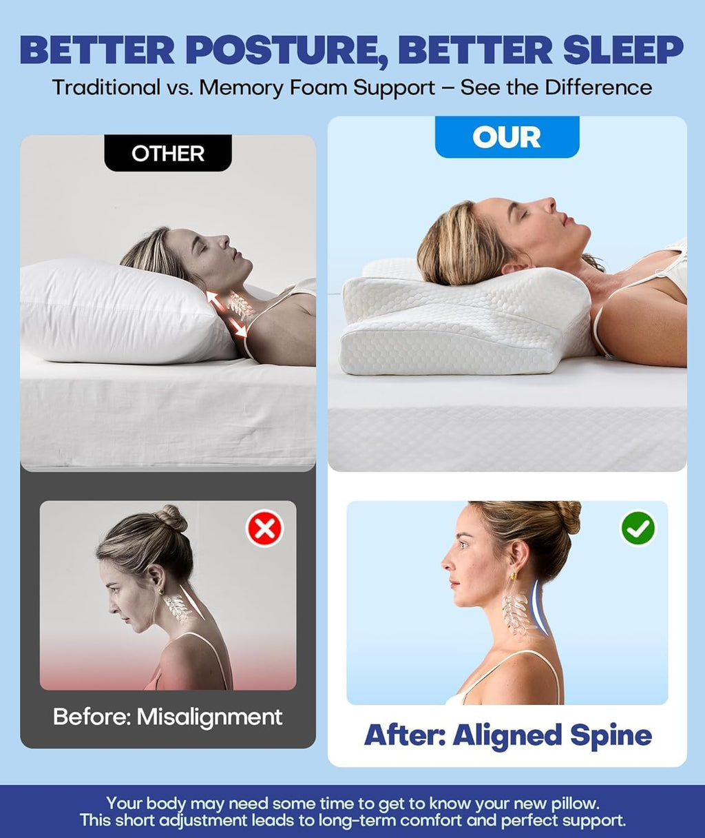 Emircey Clinical-Level Relief Cervical Neck Pillow for Sleeping, Orthopedic Contour Memory Foam Pillow for Side Sleepers, Cooling Reading…