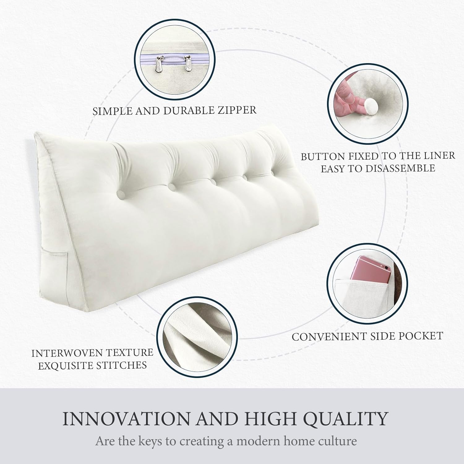 Headboard Pillow Queen - Bed Wedge Pillow for Headboard, Reading Pillow for Sitting in Bed, Large Velvet Positioning Back Support Bedrest…