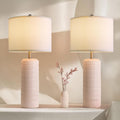 PoKat 27.5" Pink Ceramic Table Lamps for Girls Room Set of 2, Modern Bedroom Lamps, Bedside Lamps for Night Stands Living Room, Cute…