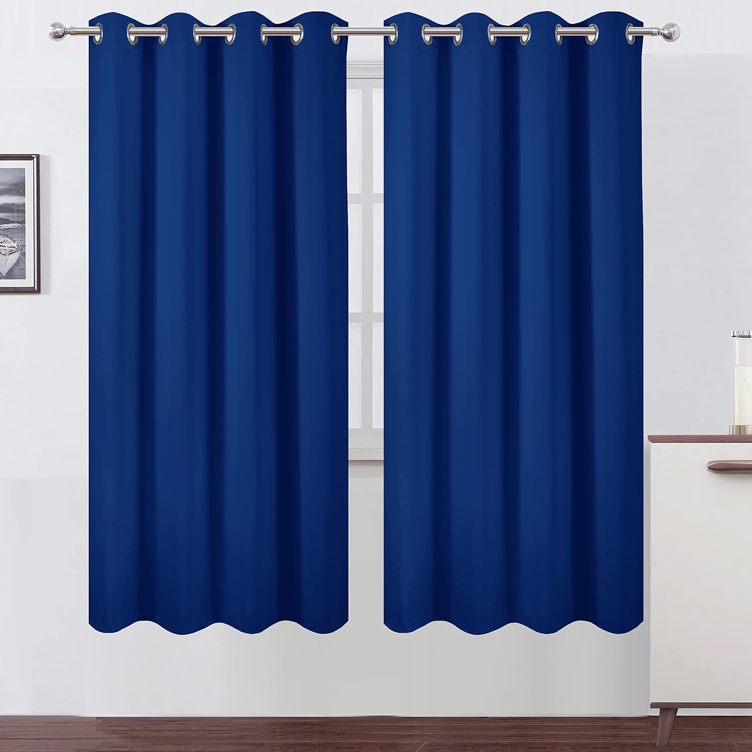 Lemomo Blackout Curtains 52 x 72 inch/Royal Blue Curtains Set of 2 Panels/Thermal Insulated Room Darkening Bedroom Curtains 72 inch Blue