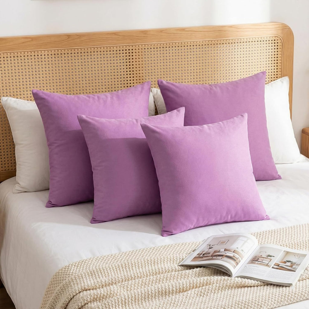 Thmyo 4-Pack 100% Cotton Comfortable Solid Decorative Throw Pillow Case Square Cushion Cover Pillowcase Sublimation Blank DIY Throw Pillowc…