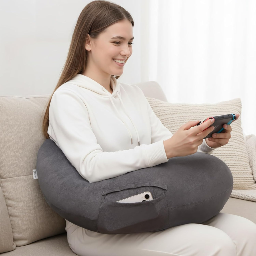 Enitya Extra Large Ergonomic Gaming & Reading Pillow with Arm & Elbow Support, U-Shaped Lap Pillow for Crocheting, Knitting, Nursing, Working, o…