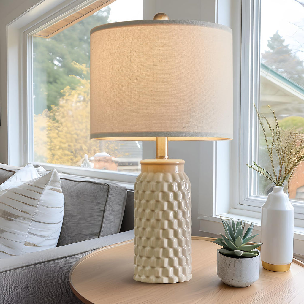 USumkky 20.5" Ceramic Table Lamps Set of 2 - Modern Farmhouse & Boho Style, Bedside Nightstand Lamps for Bedroom, Living Room End Table…
