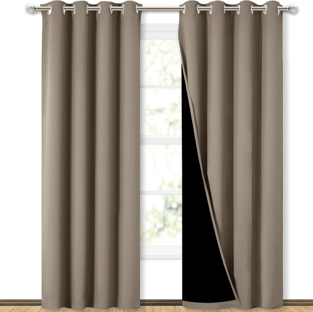 Nicetown Taupe Full Shade Curtain Panels, Pair of Energy Smart & Noise Blocking Out Blackout Drapes for Dining Room Window, Thermal Insulat…