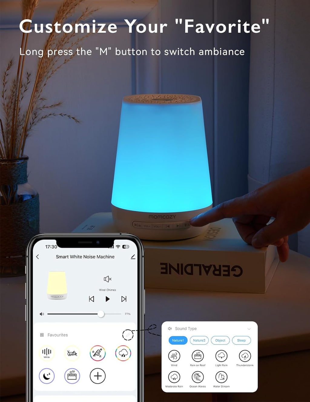 Baby Sound Machine, Momcozy White Noise Machine for Baby Sleeping with Night Light, Toddler Sleep Trainer 34 Soothing Sleep Sounds…