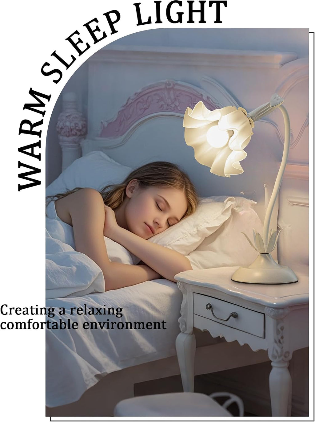 Aqdzcnf Flower Table Lamp, LED Reading Light Bedside Vintage Flower Night Light,3 Colors Modes Kawaii Bedside Lamps Decor, Living Room Bedroo…