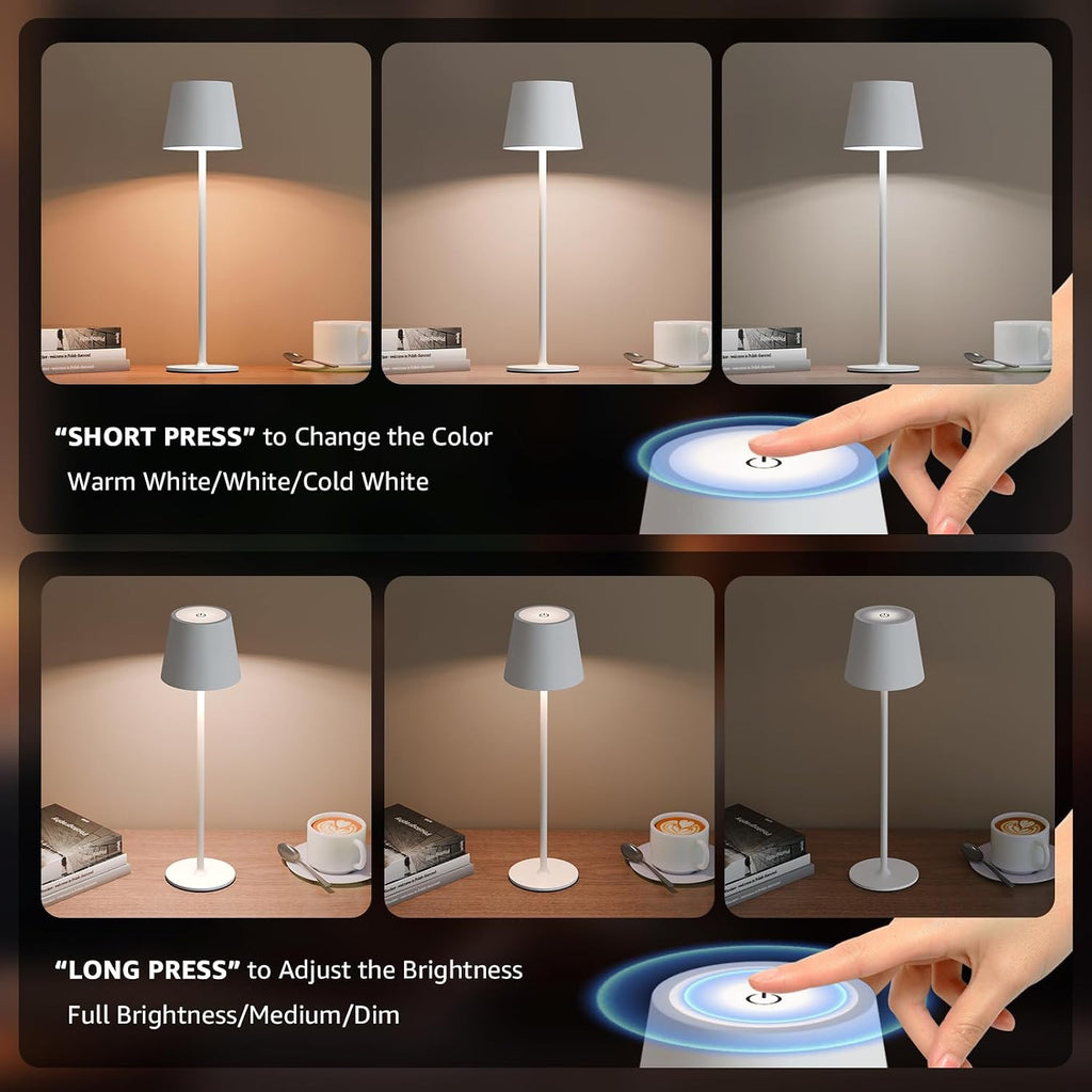 uuffoo 3 Pack Cordless Table Lamp Rechargeable 5000mAH Battery Operated Lights Touch Control LED Portable Desk Lamps 3 Color Dimming for…