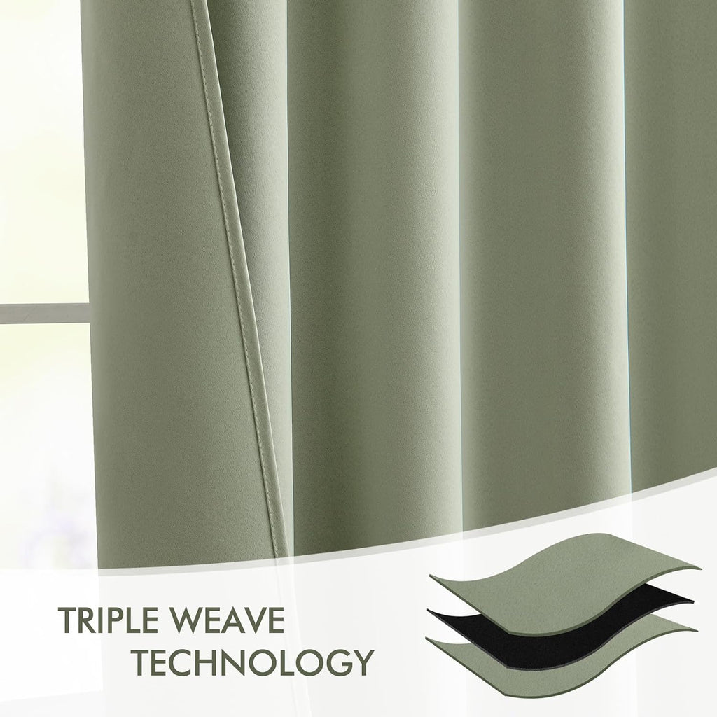 Miulee Sage Green Back Tab Blackout Curtains 63 Inch Length 2 Panels Set for Living Room Bedroom Privacy, Rod Pocket/Pinch Pleat Thermal In…