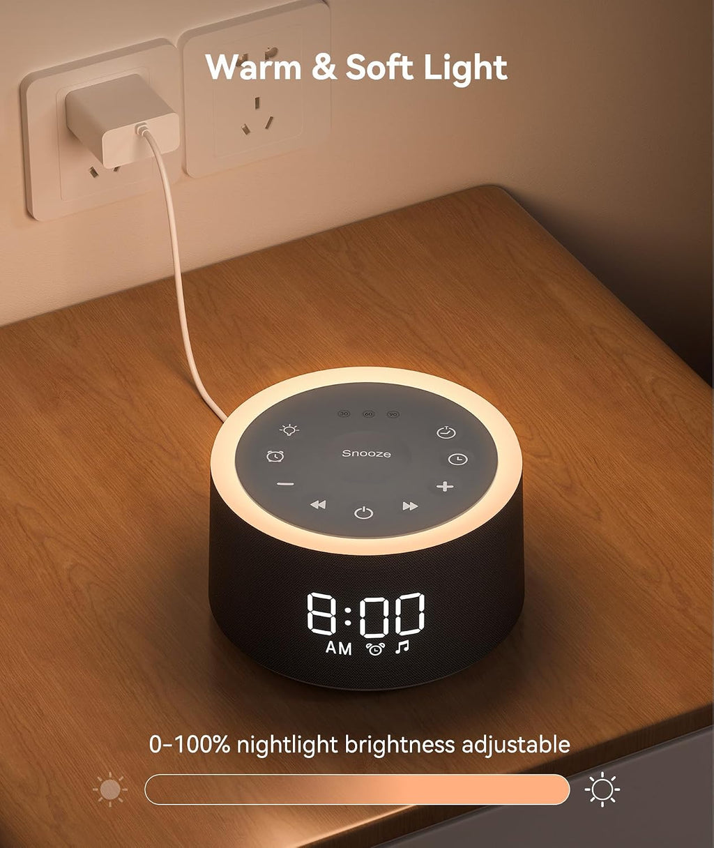 Dreamegg D1+ Sound Machine & Alarm Clock - Sound Machine for Sleep, White Noise Machine with 29 Soothing Sounds, Night Light, 0-100%…