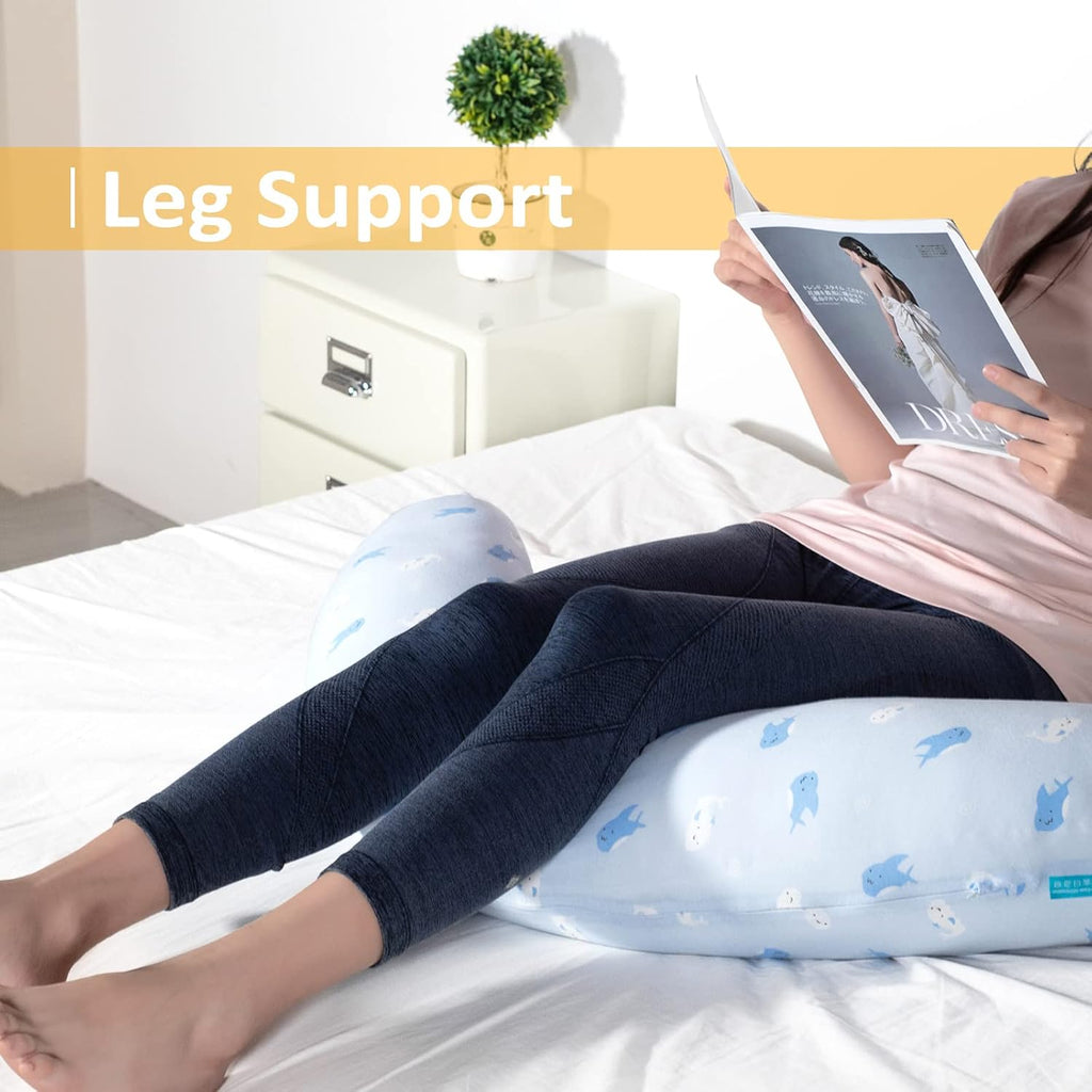 BYRIVER Firm C Shaped Body Pillow for Side Sleeping Women Men, Cooling Pregnancy Pillows for Sleeping, Washable Jersey Cotton Cover…