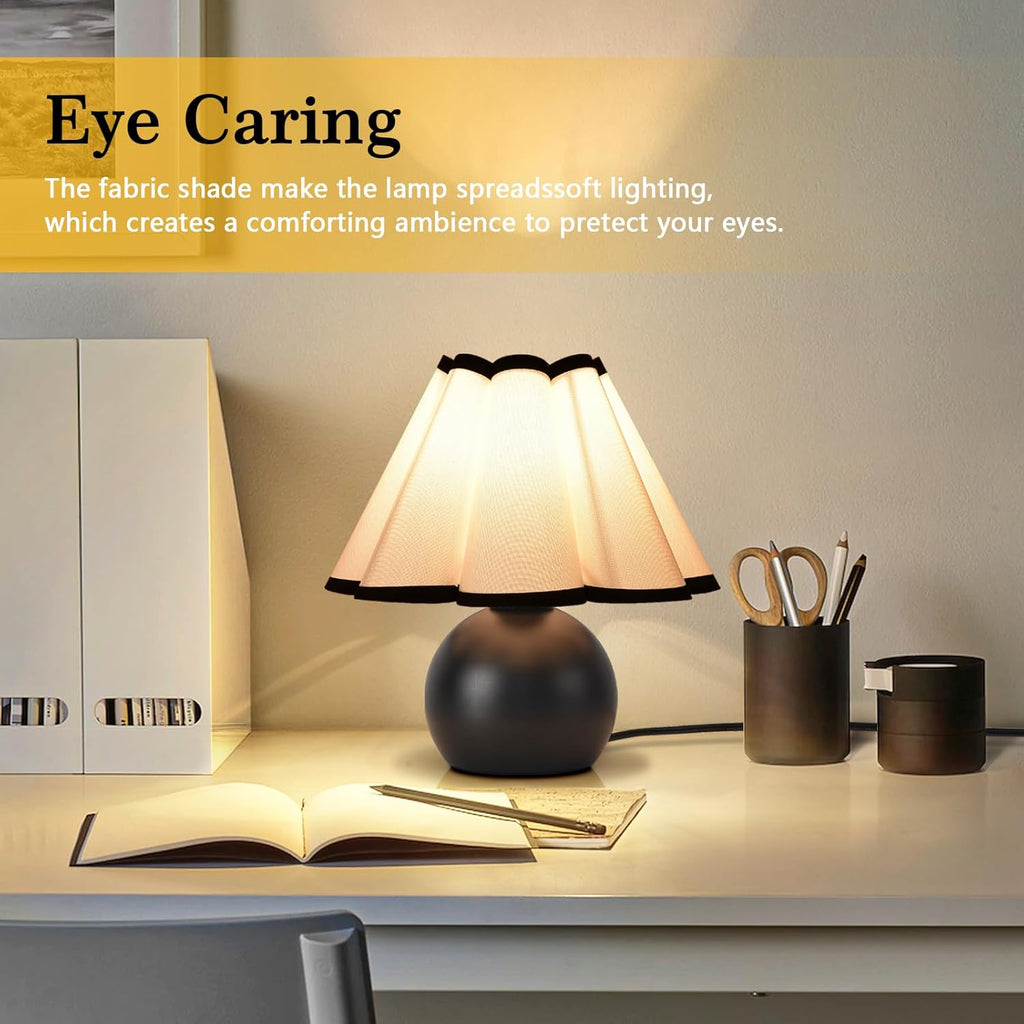 Matte Black Small Bedside Mini Table Lamp for Bedroom, Cute Bedroom Lamps for Nightstand, Cute Mini Table Lamps for Small Spaces with…