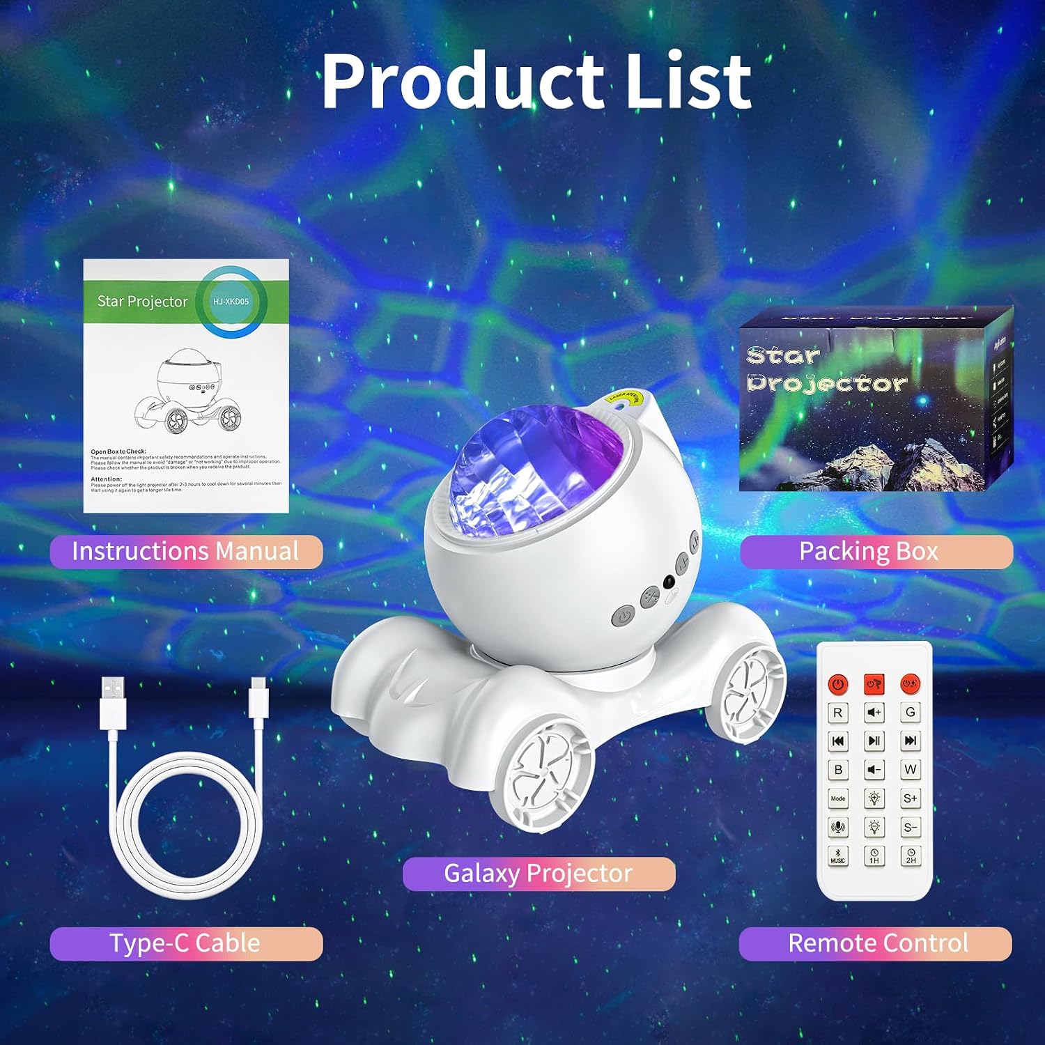 ENOKIK Star Projector, Galaxy Projector Built-in Bluetooth Speaker and 8 White Noise, Night Light for Kids Adults, Aurora Nebula Lamp for…