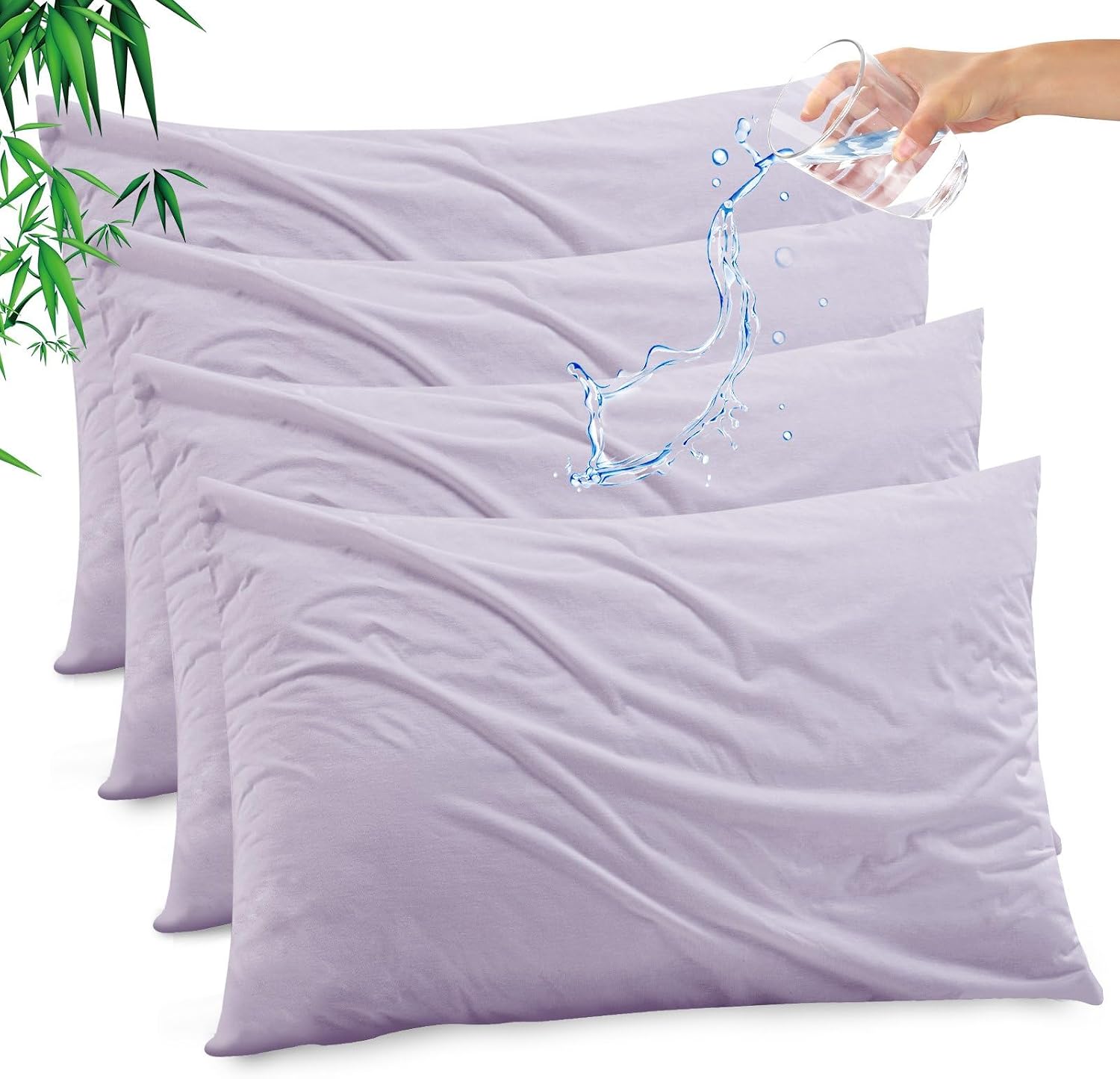 Gogreen Bamboo Rayon Waterproof Pillow Protector, Breathable Pillow Cover, Cooling Pillow Case Protector with Zipper, Super Soft Pillow Cas…