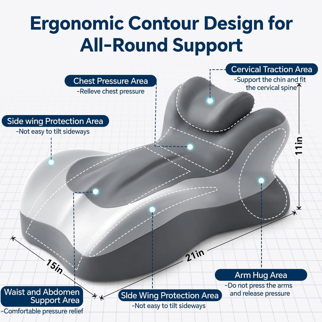 Generic Ergonomic Reading Pillow, Memory Foam Wedge Pillow, Adjustable Neck Pillows, Multi-Positional Support Cushion for Stomach Sl…