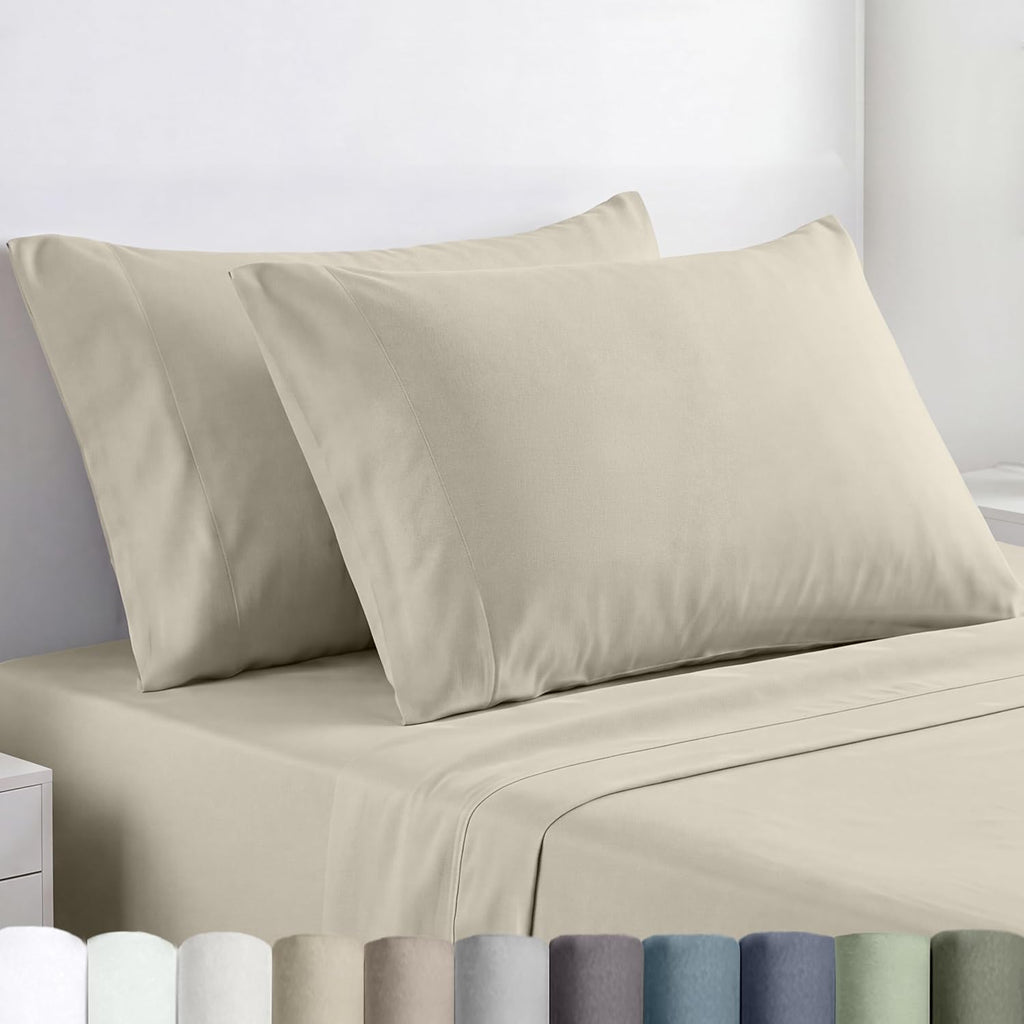 CaliforniaDesignDen California Design Den Pillow Case Queen Size Set of 2-100% Egyptian Cotton, Crisp Percale Feel, Soft & Breathable Cotto…