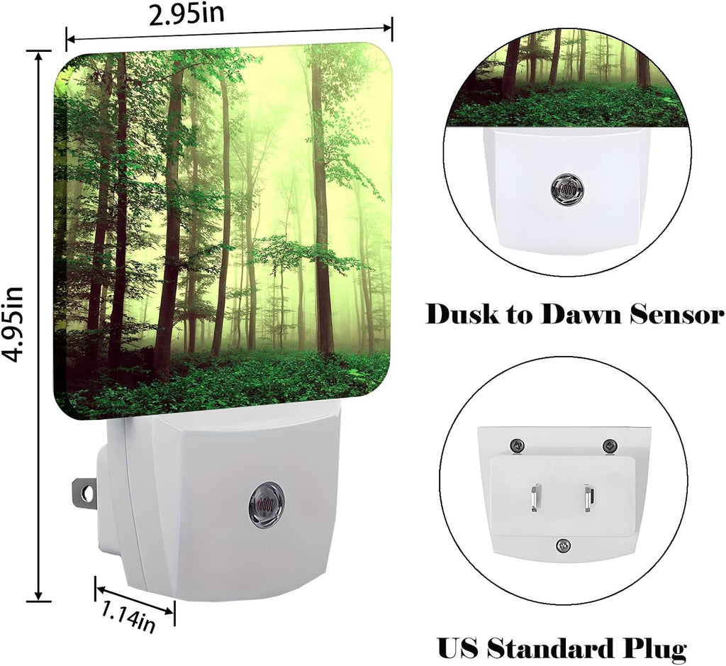 Misty Forest Night Light, Plug-in Nightlights Auto Sensor Night Lamp Dusk to Dawn Lamp Home Decor for Nursery Children Girls Boys