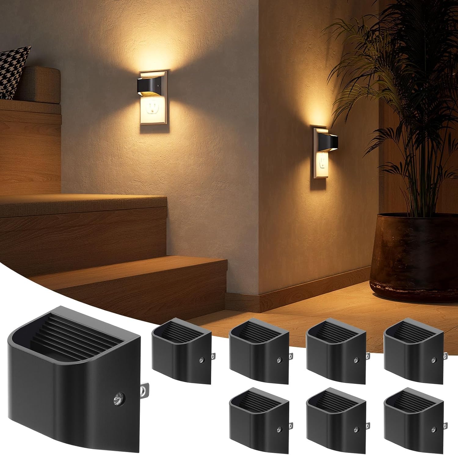 Niorsun Night Lights Plug Into Wall, Auto Brightness Sensor Night Light, 3000K Warm White, Ultra- Wall Light for Hallway Bathroom Bedro…