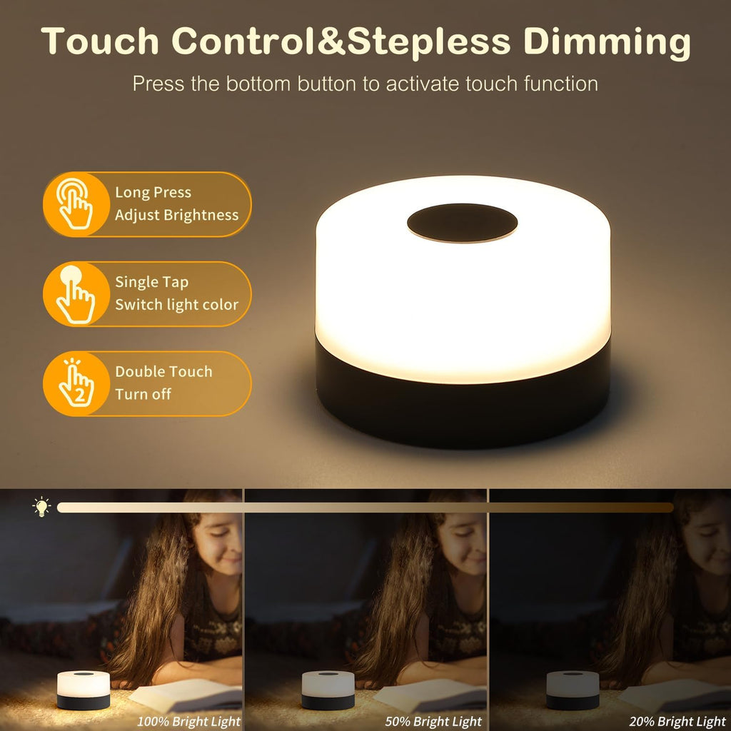 JUSHENG Nursery Night Light for Baby, Battery Powered LED Portable Light Dimmable Touch Night Light with 3CCT Function, Bedside Lamp for…
