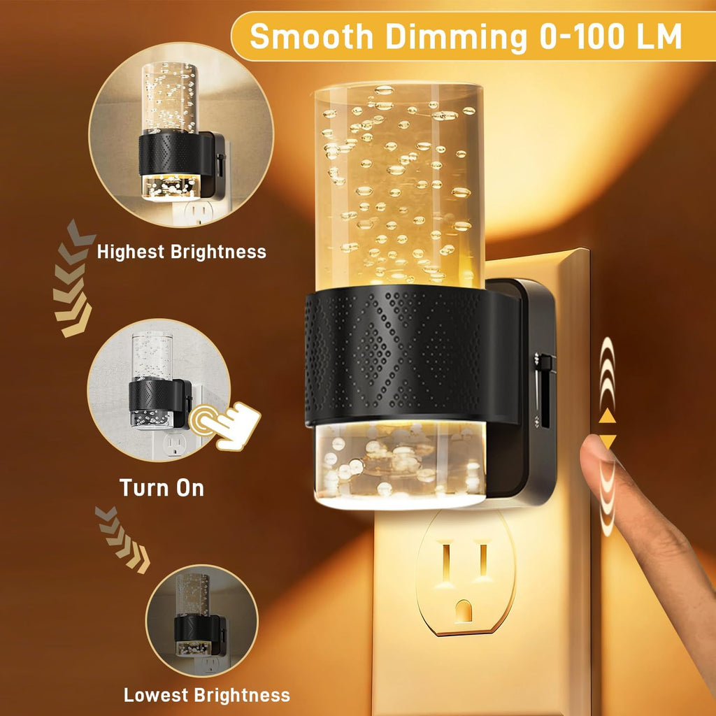 Night Lights Plug into Wall - Dimmable Nightlight with Dusk to Dawn Sensor 0-100 LM Brightness Plug in Night Light for Bathroom Bedroom…
