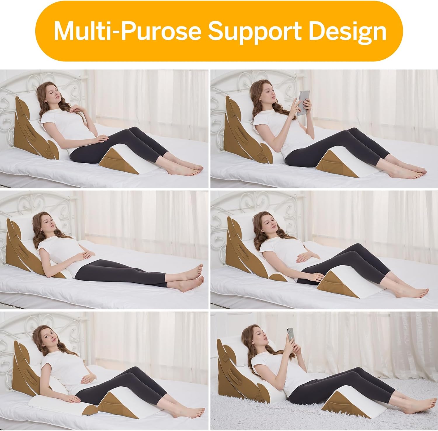 Ziixmile Wedge Pillow Set for After Surgery – 5PCS Orthopedic Bed Wedge Pillow Set for Sleeping, Body, Back and Leg Comfortable & Ad…