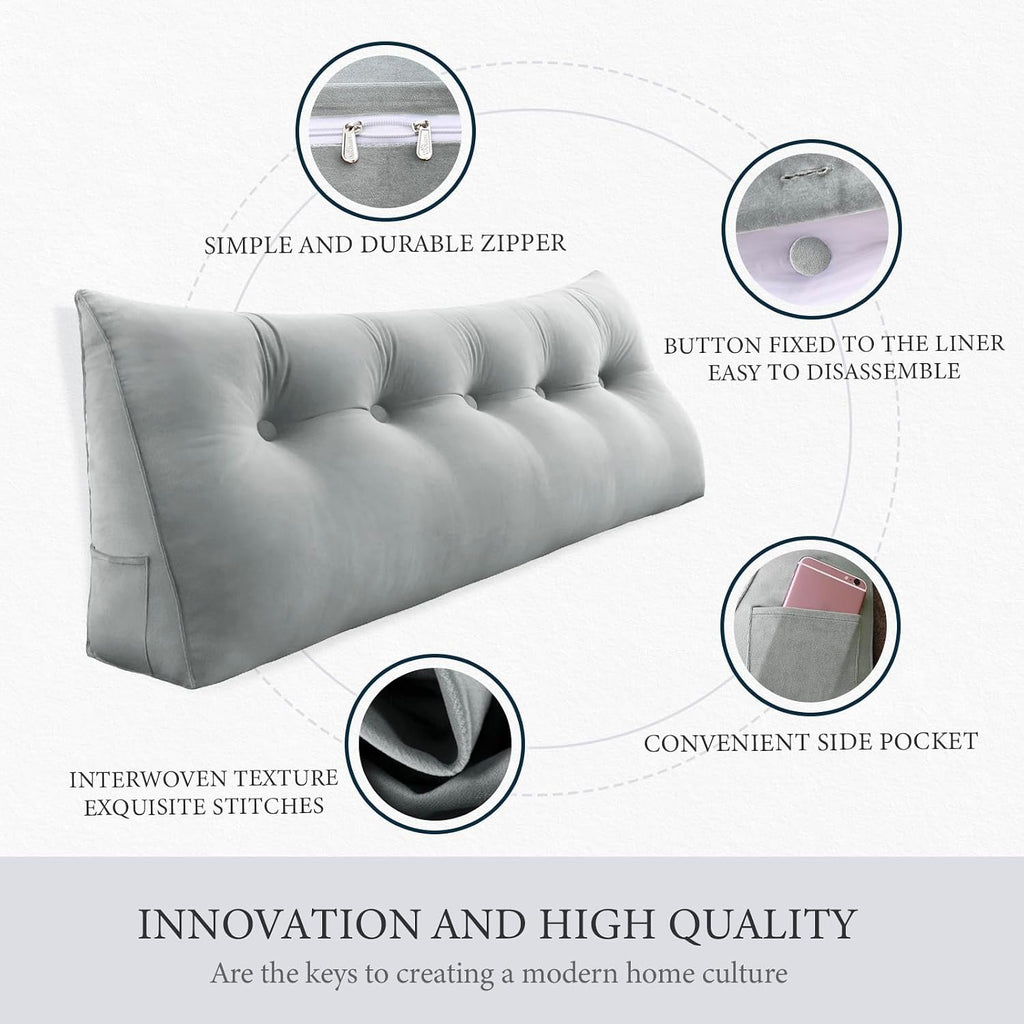 Headboard Pillow Twin for Dorm - Bed Wedge Headboard Reading Pillow for Sitting in Bed, Shredded Foam Positioning Support Backrest Pillow…