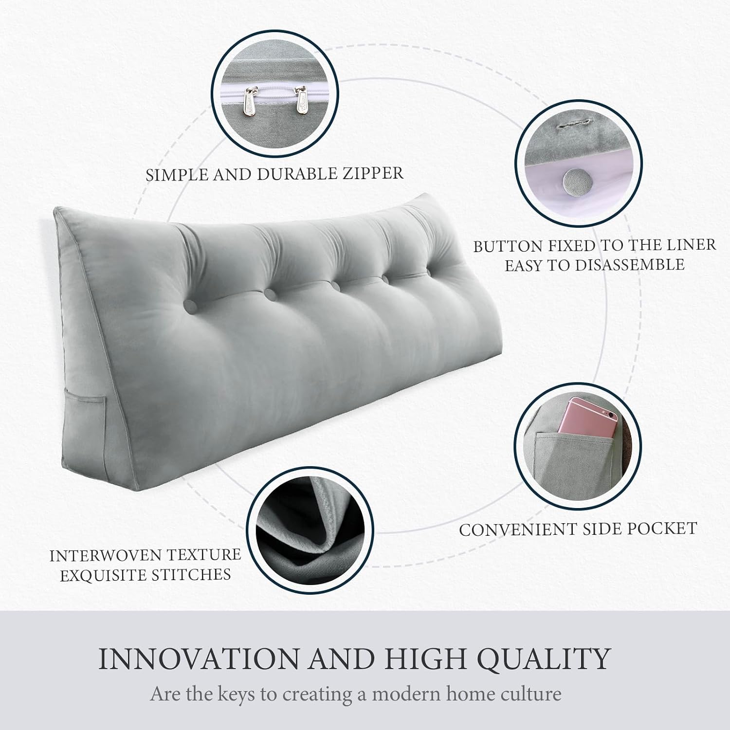 Headboard Pillow Twin for Dorm - Bed Wedge Headboard Reading Pillow for Sitting in Bed, Shredded Foam Positioning Support Backrest Pillow…