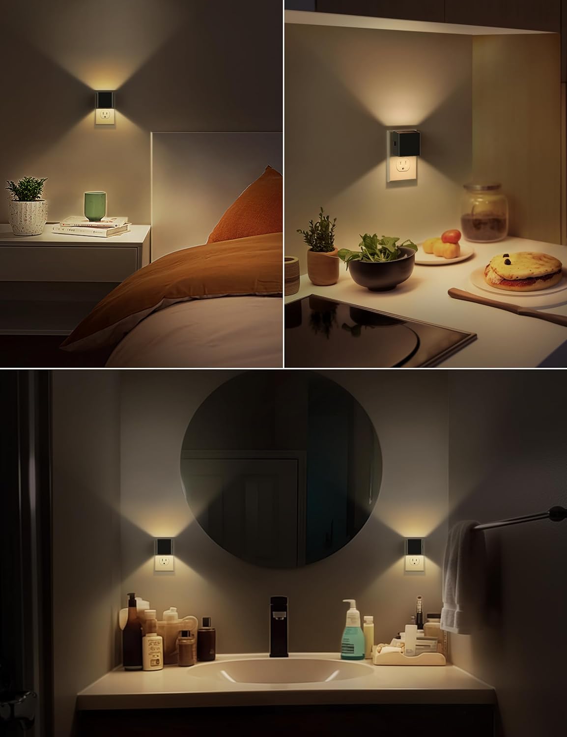 DORESshop LED Night Lights Plug into Wall [4 Pack], Plug in Nightlight, 3 Level Brightness Adjustable Night Light, Dusk to Dawn Sensor…