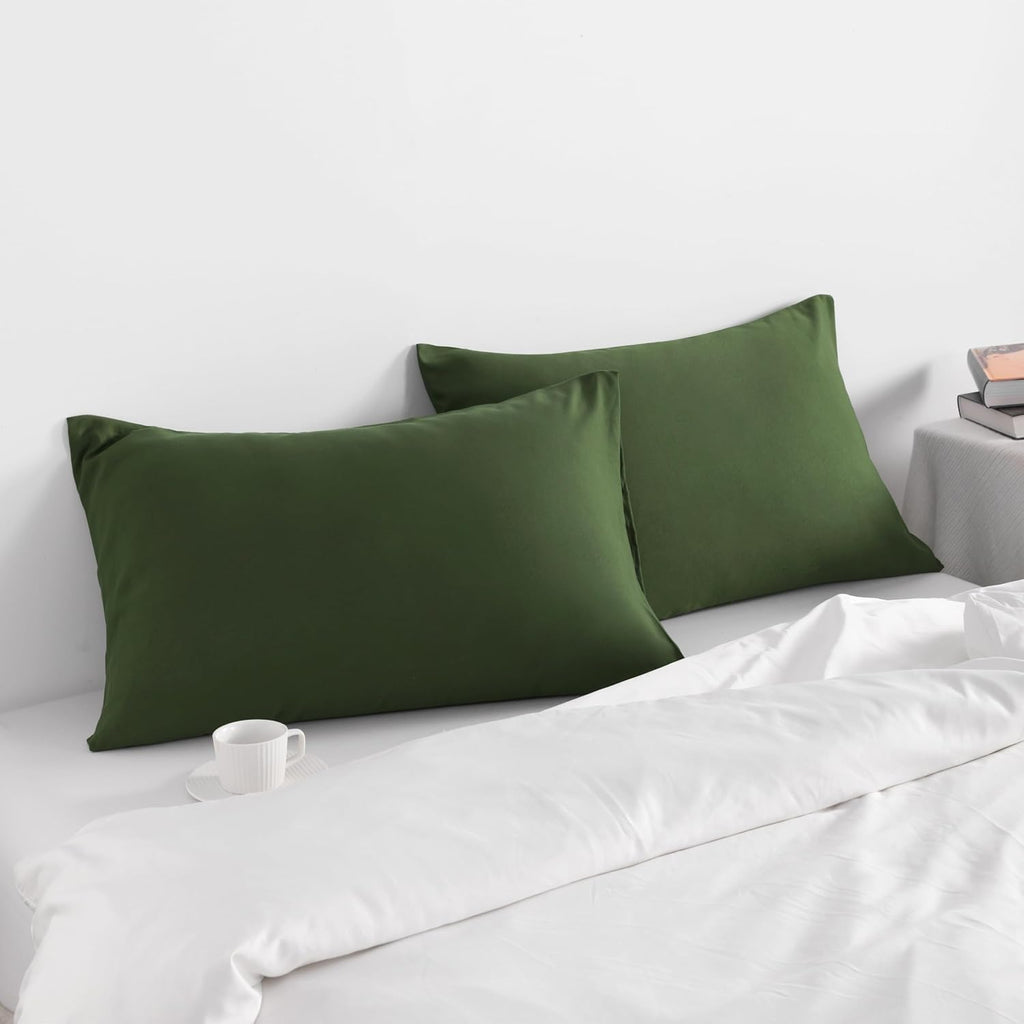 Ntbay King Pillow Cases Set of 2, 2 Pack Brushed Microfiber 20x36 Pillow Cases, Soft, Wrinkle, Fade, Stain Resistant Olive Green Pillow Cas…