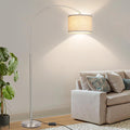 Floor Lamp for Living Room, Dimmable Arc Floor Lamp with Adjustable Head, Silver Finish Modern Pole Lamp, Over Couch Tall Standing…