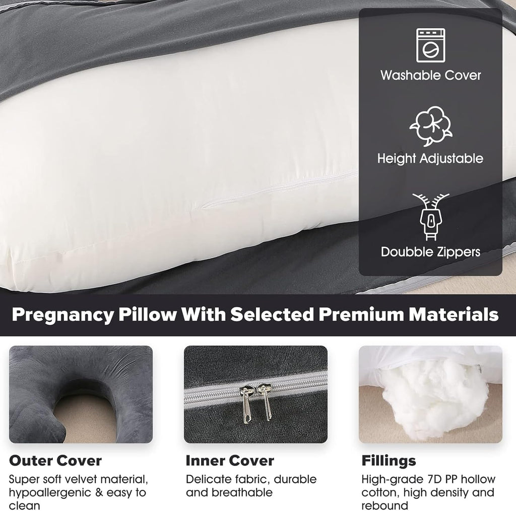 Battop Pregnancy Pillows for Sleeping, Full Body Maternity Pillow for Side Sleeping, Support for Back, Legs, Belly, HIPS, 57 Inch Pregnancy…
