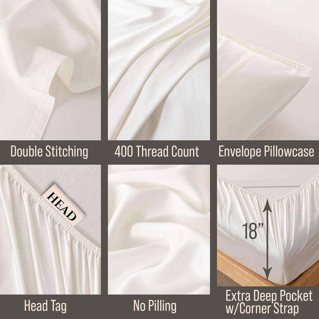 Bella Coterie 6 Piece Luxury Bamboo Viscose Split Top King Size Sheet Set | 34" Split for Adjustable Beds | 100% Organically Grown|…