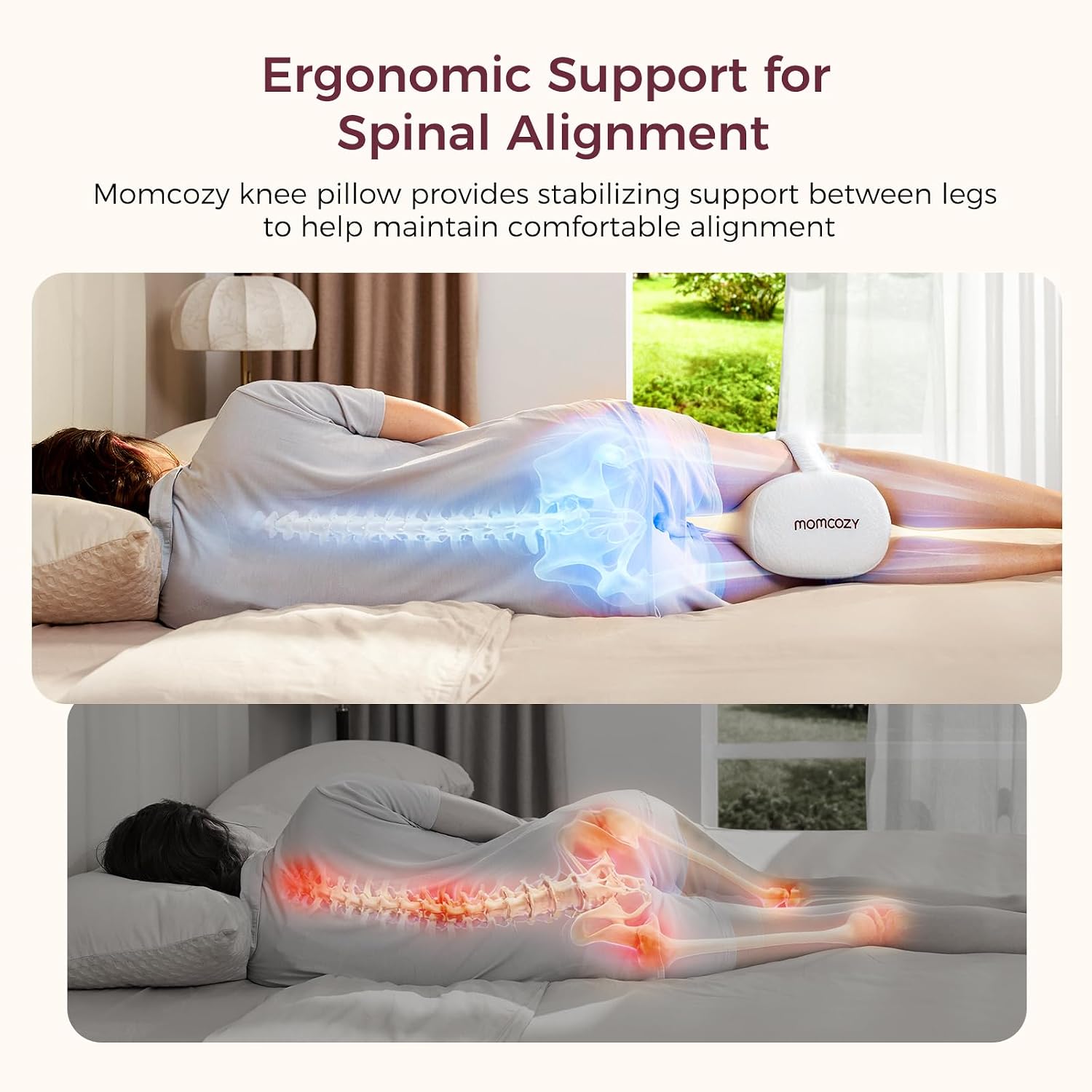 Momcozy Knee Pillow for Side Sleepers, Soft Memory Foam & Pinch-Free Design, Relieve Knee, Leg and Sciatica Pain, Adjustable Elastic Strap…