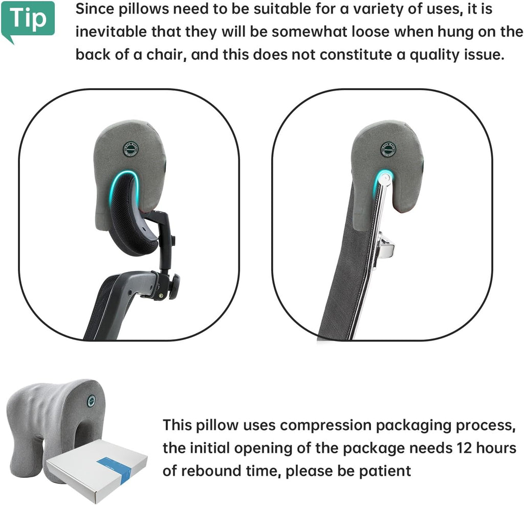 MOONYOOY Office Chair Headrest Pillow Attachment & Desk Nap Cushion, Memory Foam Neck Support with U-Shape Hanger Design for Office…