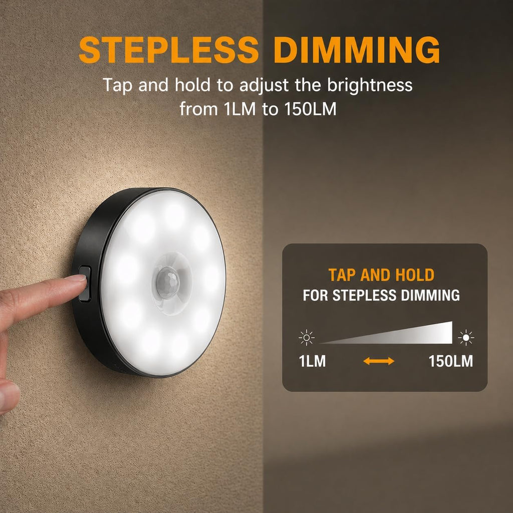 Motion Sensor Night Light Rechargeable, Magnetic Puck Lights, 3 Modes & Dimmable, Motion Sensor Stair Lights Indoor for Bedroom Bathroom…