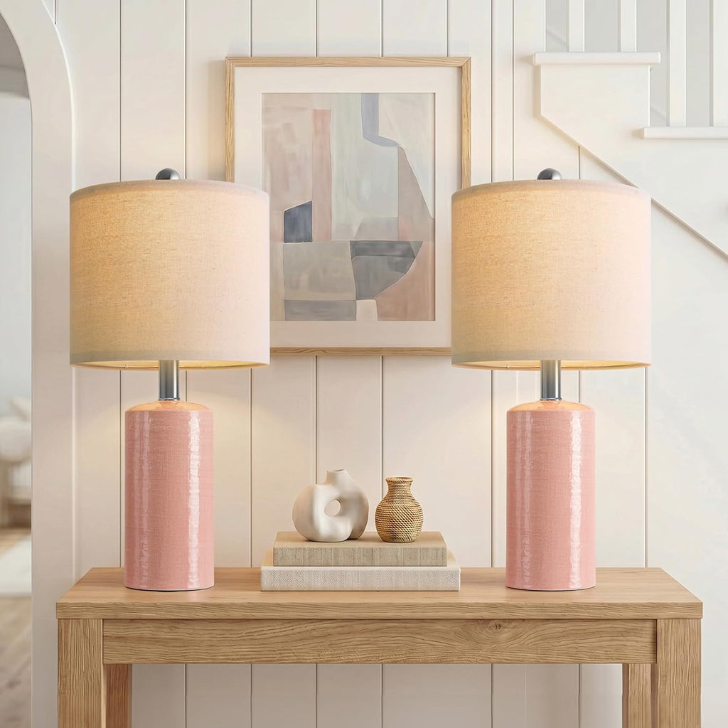G-SAFAVA 20.5" Small Table Lamps for Living Room Lamp Set of 2 Ceramic Lamps for Bedroom Bedside Lamps Modern Boho Lamps for Night Stands…