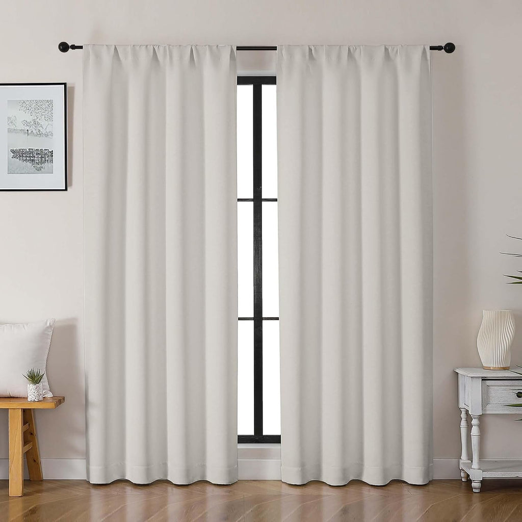 Gwine Natural Light Filtering Curtains for Living Room 72 inches Long, Noise Reducing Room Darkening Window Treatment Curtains for…