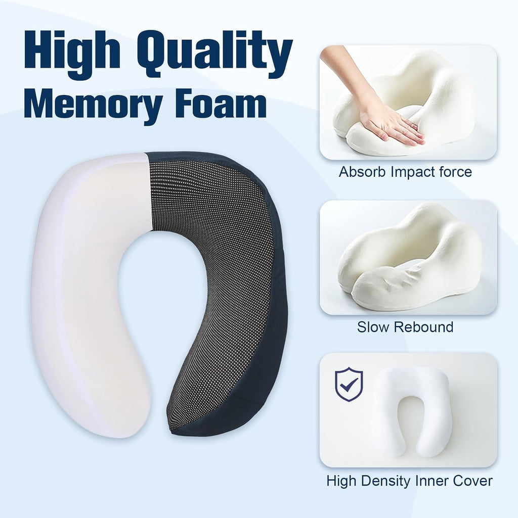 Cirorld Neck Pillow for Traveling, Travel Pillows for Airplanes,100% Pure Memory Foam Travel Neck Pillow, Adjustable Flight Pillow, Portabl…