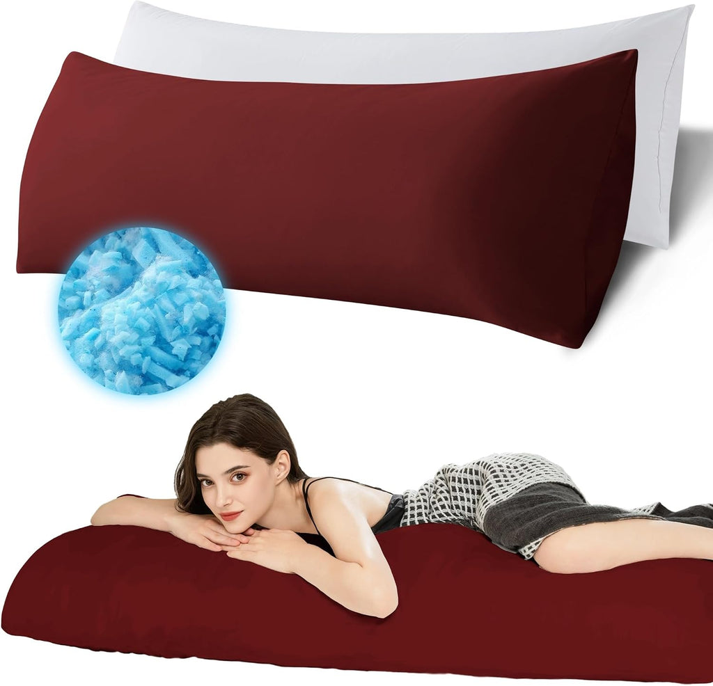 Ubauba Memory Foam Body Pillow with Cover, Full Large Body Pillows Insert for Adults with Envelope Closure Pillowcase, Firm & Fluffy Long…