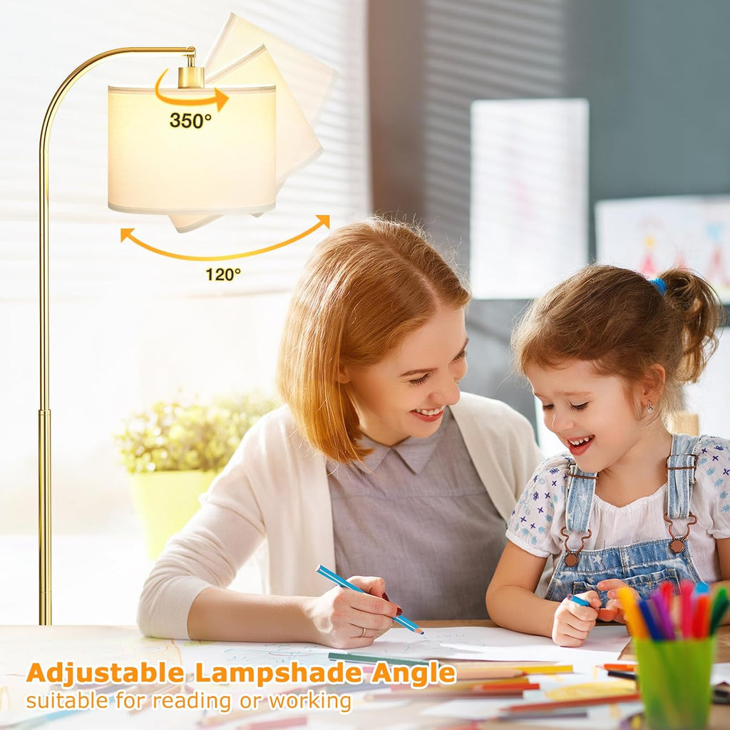 Ambimall Arc Floor Lamp with Remote and Stepless Dimmable Bulb, Colors Temperature & Brightness Adjustable, Floor Lamps for Living Room(Whi…