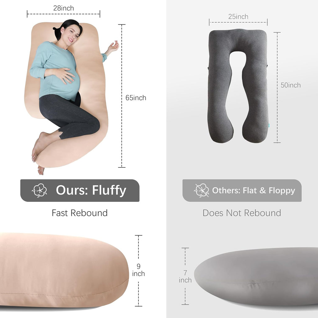 Moonpark MOON PARK Pregnancy Pillows for Sleeping - U Shaped Full Body Maternity Pillow with Removable Cover - Support for Back, Legs, Bell…