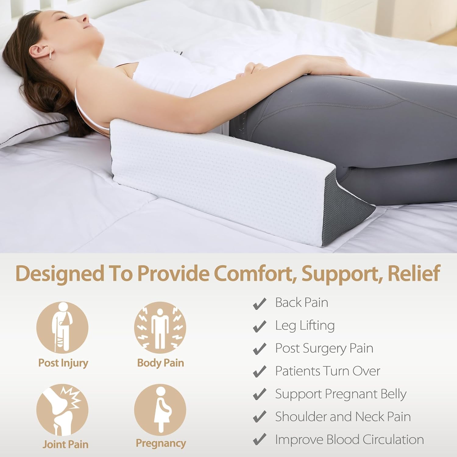 Wedge Pillow for Sleeping, Side Sleeper Body Back Positioners for Back Pain, Preventing Bedsores, After Surgery, Pregnancy Support, Ankle…