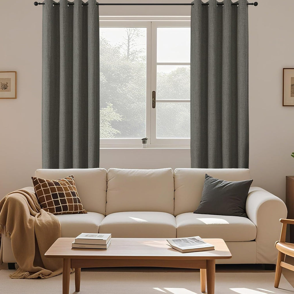 Cucraf 100% Blackout Curtains 108 inches Length 2 Panels Set, Room Darkening Linen Textured Curtain Grommet for Bedroom Living Room, Light…