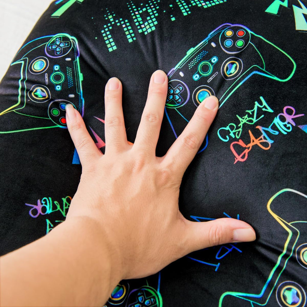 Ntbed Video Game Controller Printed Reading Pillow Bed Wedge Backrest with Arms, Couch TV Relax Bed Rest Pillow Back Support Cushion for Ki…