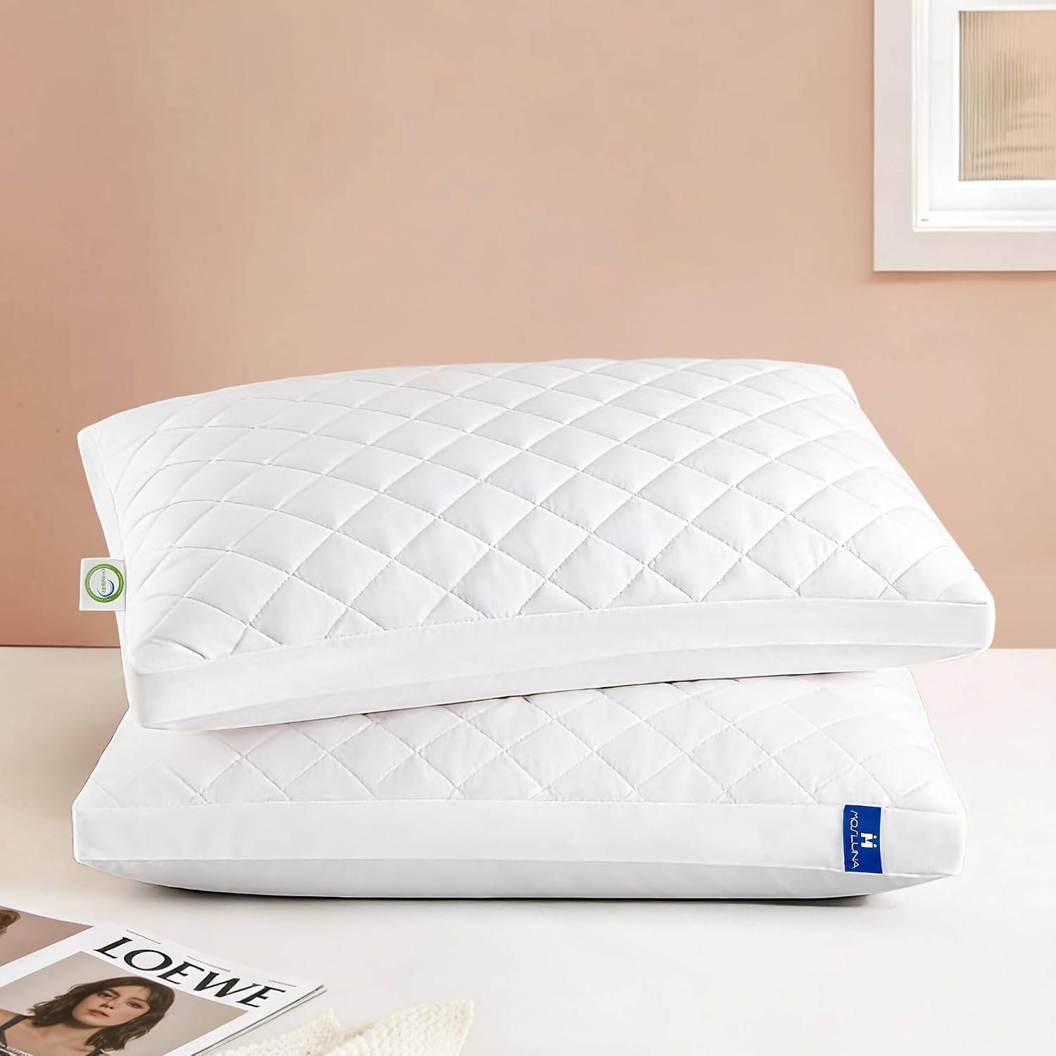 Memory Foam Pillows Queen Size Set of 2, Adjustable Bed Pillow with Gusseted for Sleeping, Medium Firm Pillows 2 Pack for Side, Back or…
