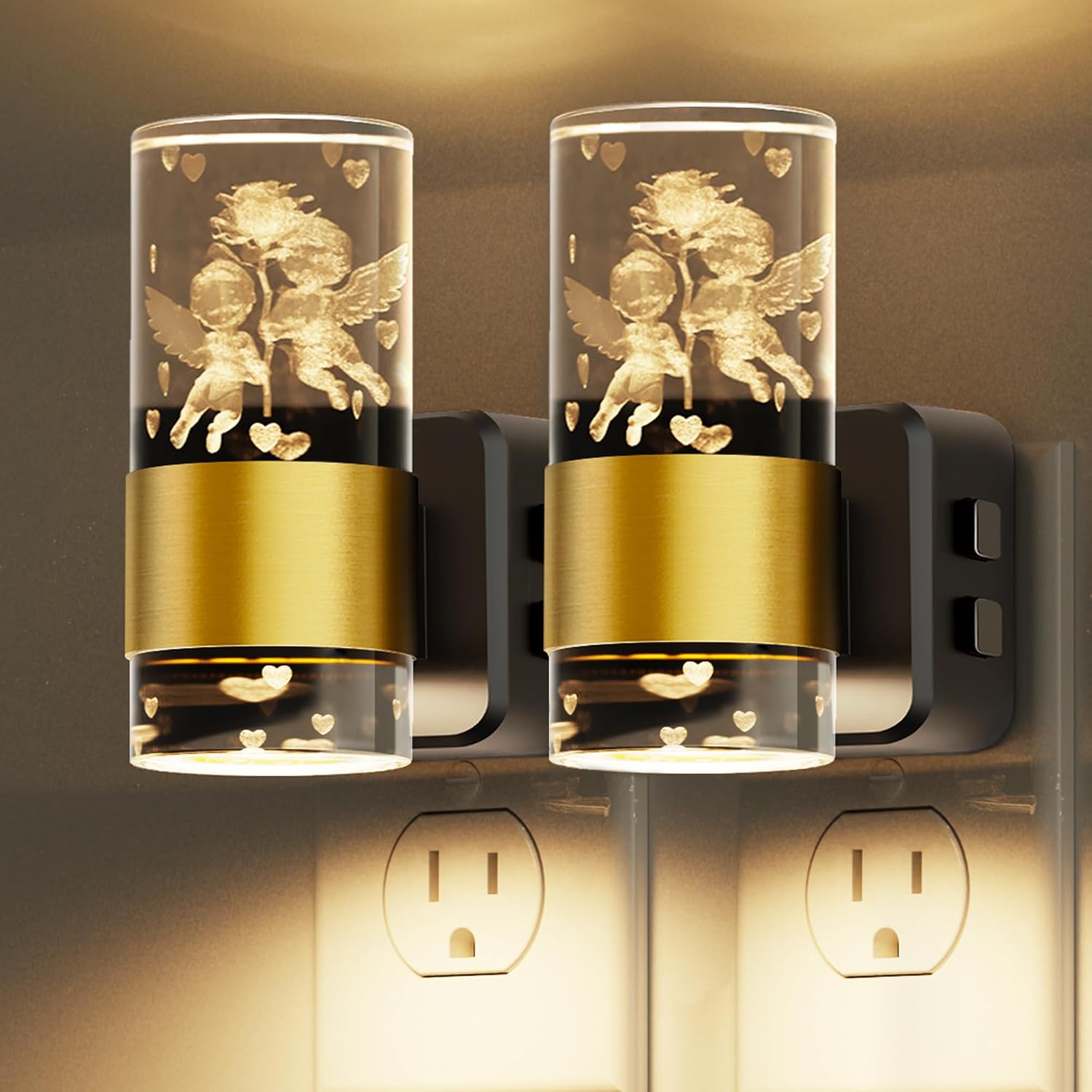 L LOHAS LED Night Lights Plug into Wall,[2-Pack] Dusk to Dawn Nightlight,9 Colors Changing, Adjustable Brightness, Acrylic Decorative Night…