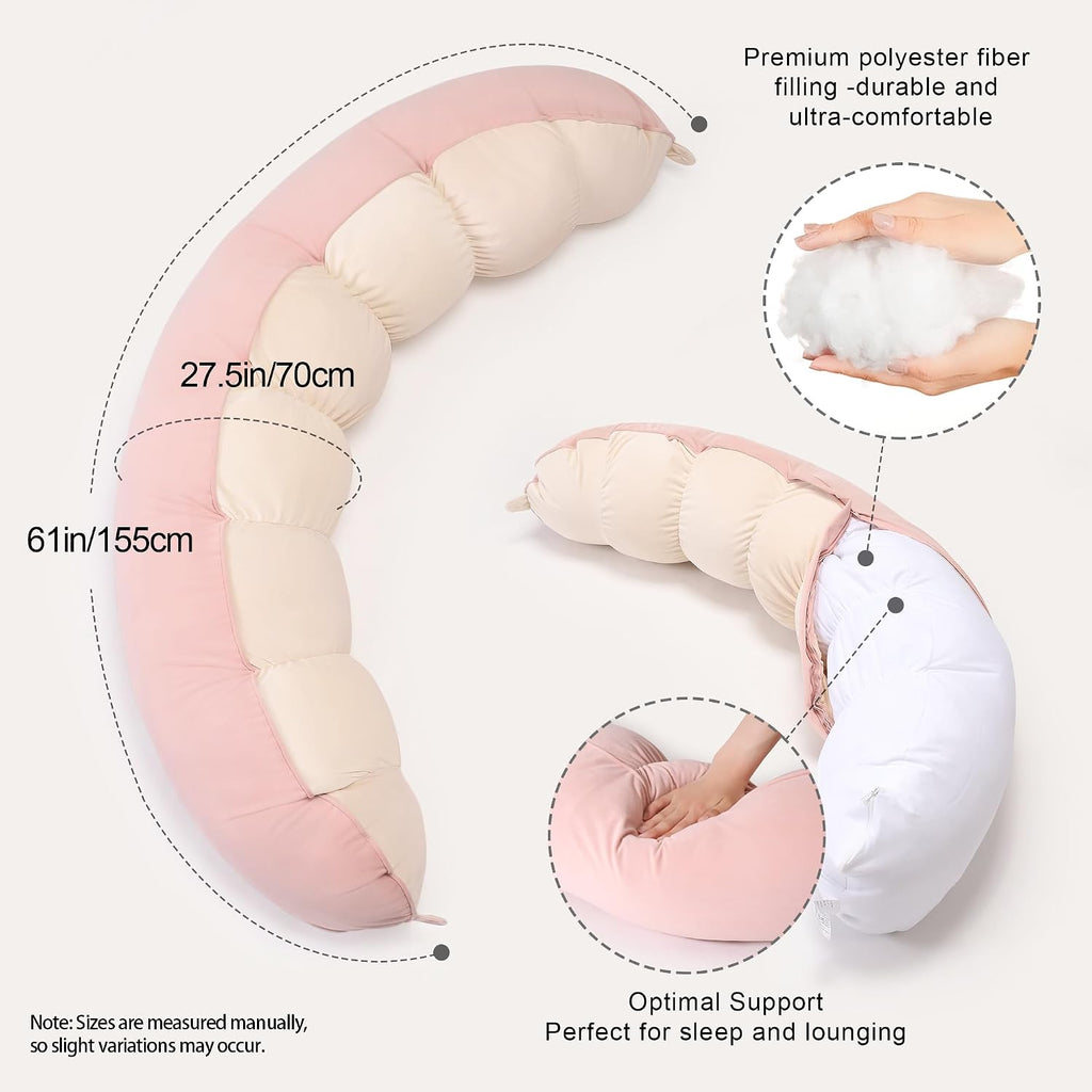 Peallow(Pat. Pend) – Long Round Body Pillow for Adults, Bolster Pillow for Sleeping, Soft and Supportive Pillow for Sleeping & Lumbar…